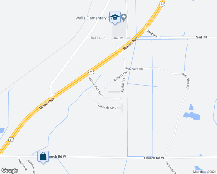 map of restaurants, bars, coffee shops, grocery stores, and more near 5602 Kaitlyn Drive West in Walls
