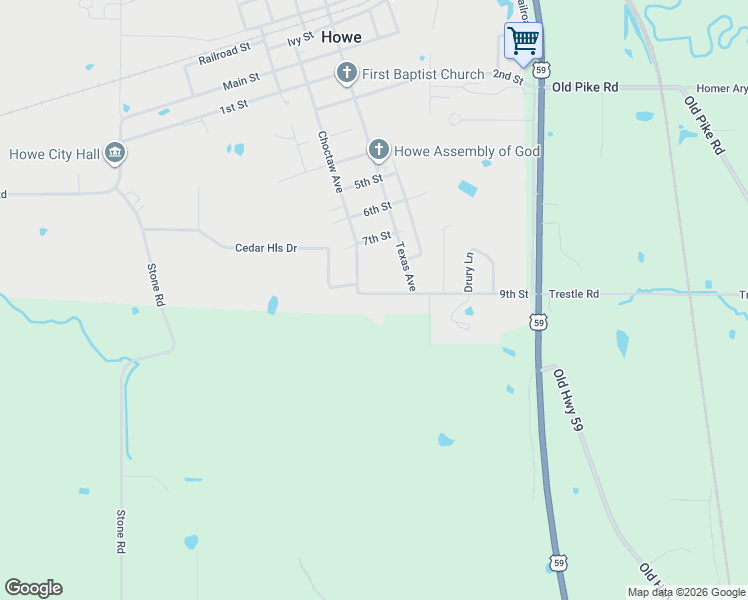 map of restaurants, bars, coffee shops, grocery stores, and more near 21433 9th Street in Howe