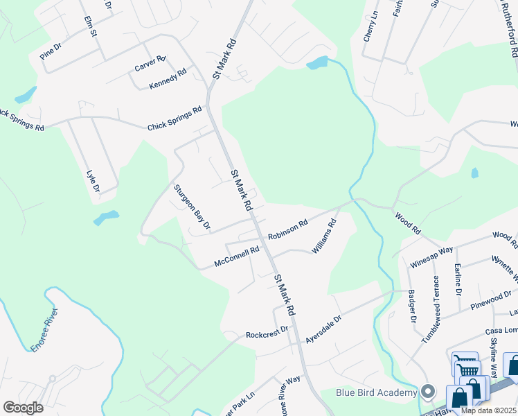 map of restaurants, bars, coffee shops, grocery stores, and more near 512 Saint Mark Road in Taylors