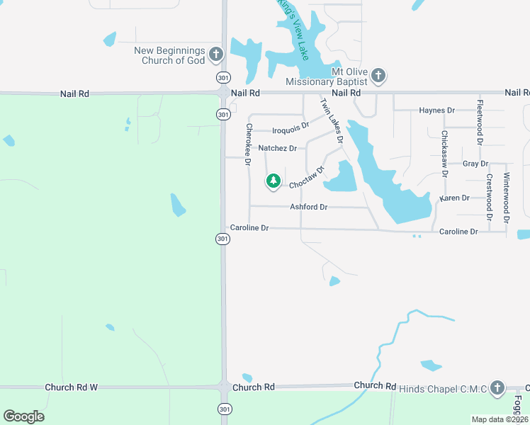map of restaurants, bars, coffee shops, grocery stores, and more near 5804 Ashford Drive in Horn Lake