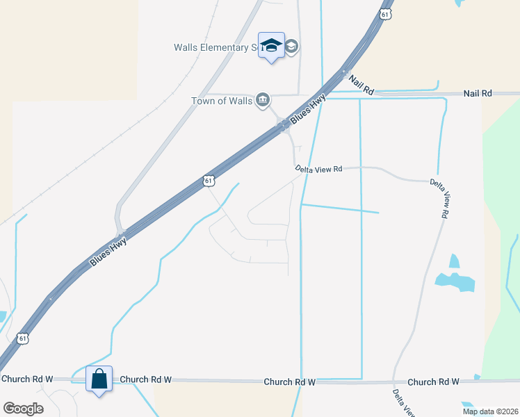 map of restaurants, bars, coffee shops, grocery stores, and more near 5612 Kaitlyn Drive West in Walls