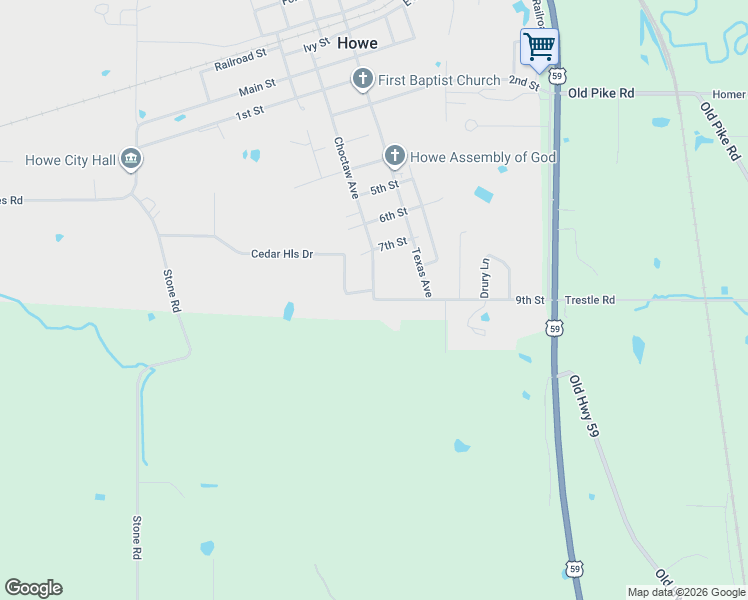 map of restaurants, bars, coffee shops, grocery stores, and more near 21433 9th Street in Howe