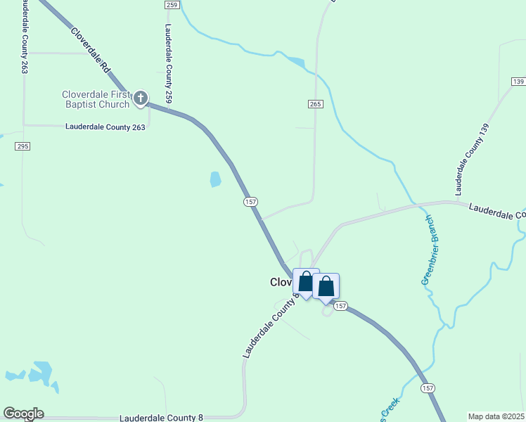 map of restaurants, bars, coffee shops, grocery stores, and more near 11584 Alabama 157 in Florence