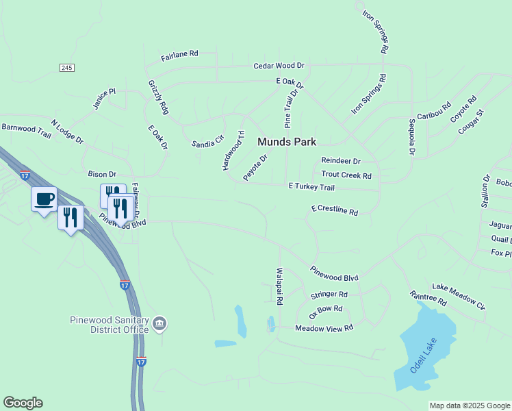 map of restaurants, bars, coffee shops, grocery stores, and more near 410 Cochise Road in Sedona