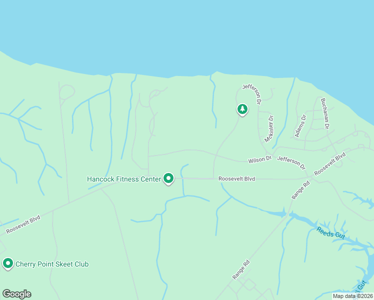 map of restaurants, bars, coffee shops, grocery stores, and more near 442 Wilson Drive in Havelock