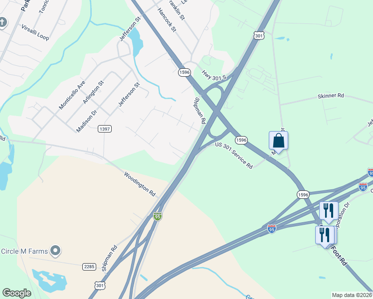 map of restaurants, bars, coffee shops, grocery stores, and more near 5412 Shipman Road in Hope Mills