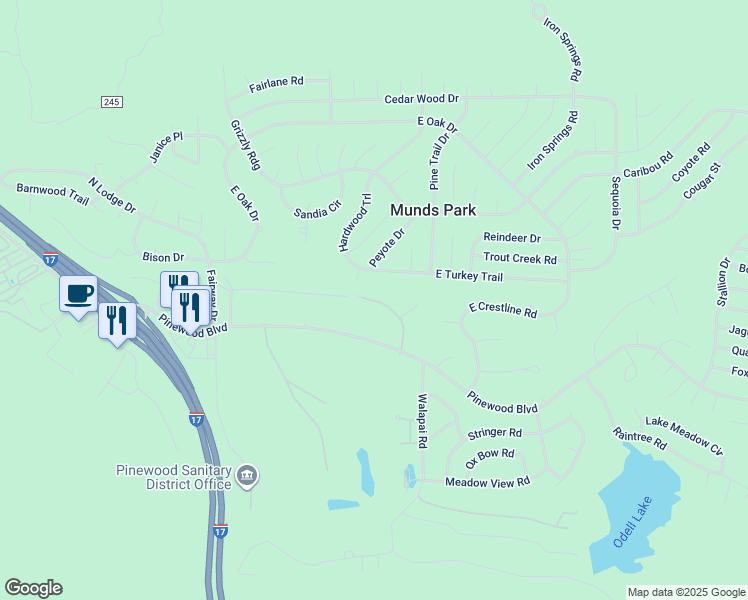 map of restaurants, bars, coffee shops, grocery stores, and more near 410 Cochise Road in Sedona