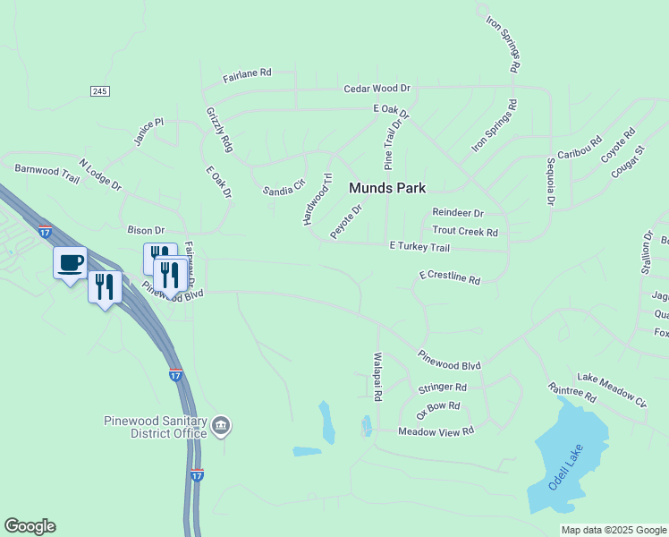 map of restaurants, bars, coffee shops, grocery stores, and more near 410 Cochise Road in Sedona