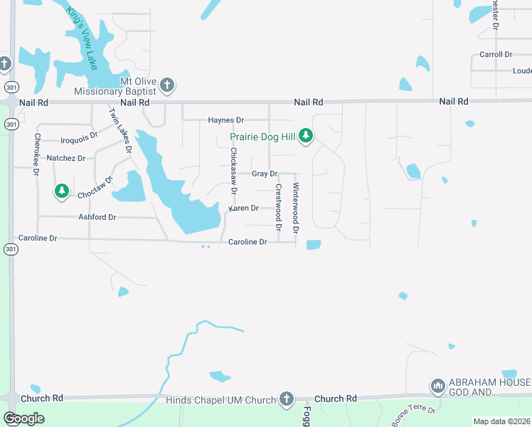 map of restaurants, bars, coffee shops, grocery stores, and more near 5133 Karen Drive in Horn Lake