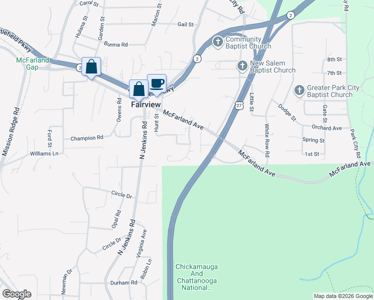 map of restaurants, bars, coffee shops, grocery stores, and more near 9 Longstreet Road in Rossville