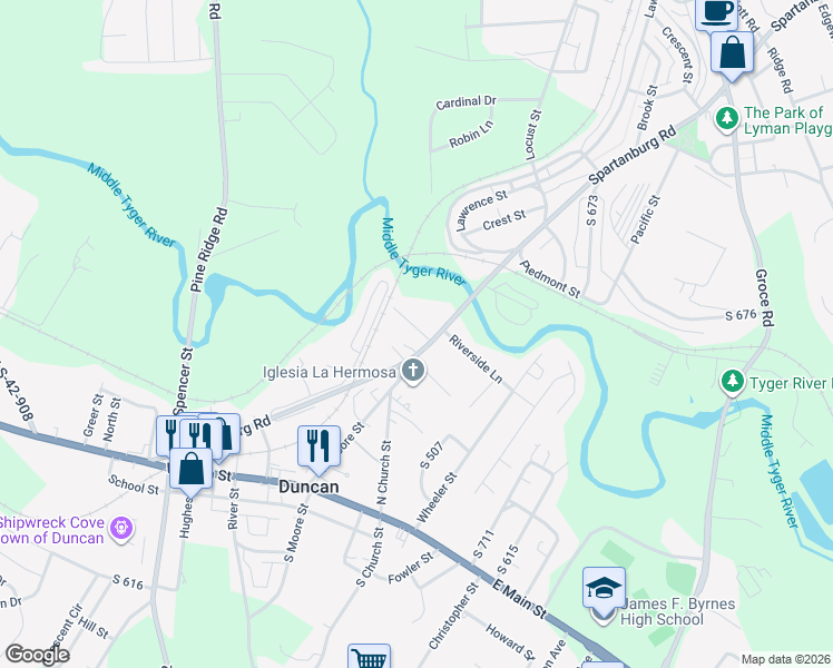 map of restaurants, bars, coffee shops, grocery stores, and more near 27 Galloway Drive in Duncan