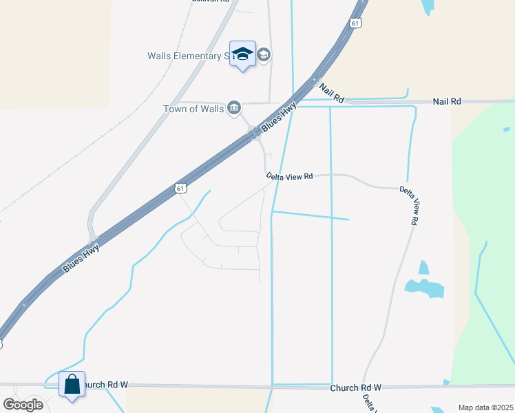 map of restaurants, bars, coffee shops, grocery stores, and more near 5635 Kaitlyn Drive South in Walls