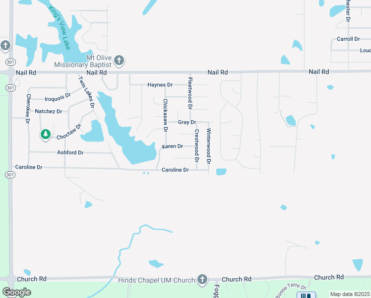 map of restaurants, bars, coffee shops, grocery stores, and more near 5147 Karen Drive in Horn Lake