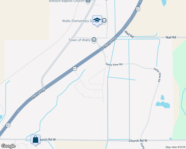 map of restaurants, bars, coffee shops, grocery stores, and more near 5641 Kaitlyn Drive South in Walls