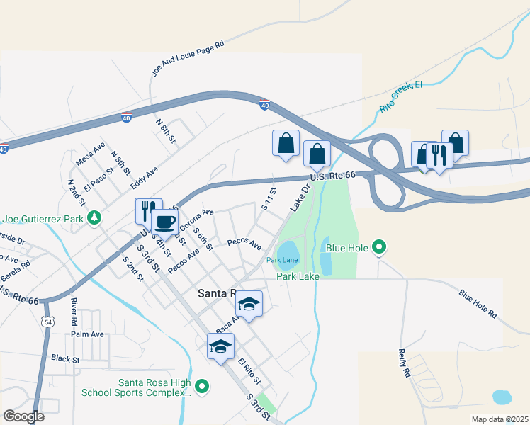 map of restaurants, bars, coffee shops, grocery stores, and more near 177 South 11 Street in Santa Rosa