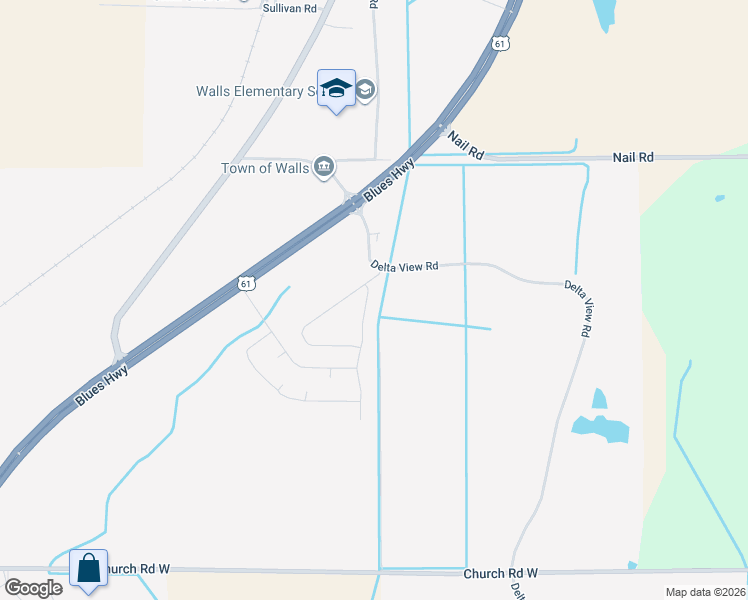 map of restaurants, bars, coffee shops, grocery stores, and more near 5635 Kaitlyn Drive South in Walls