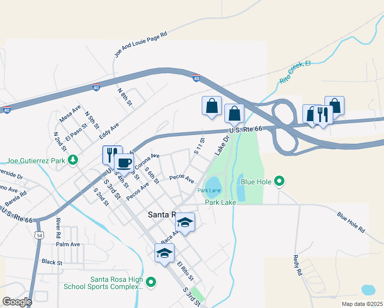 map of restaurants, bars, coffee shops, grocery stores, and more near 177 South 11 Street in Santa Rosa