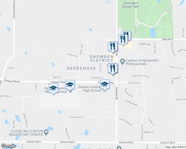 map of restaurants, bars, coffee shops, grocery stores, and more near 5651 Truman Cove in Southaven