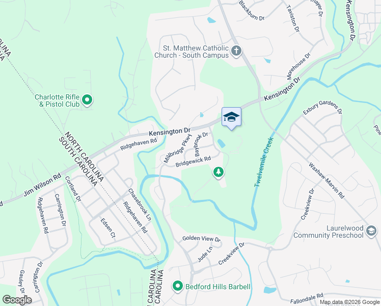 map of restaurants, bars, coffee shops, grocery stores, and more near 2109 Glenhaven Drive in Waxhaw