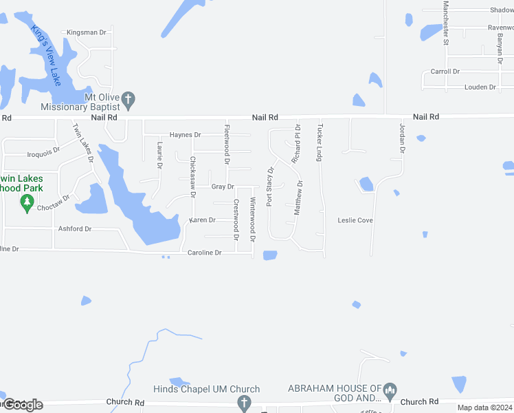 map of restaurants, bars, coffee shops, grocery stores, and more near 5684 Winterwood Drive in Horn Lake