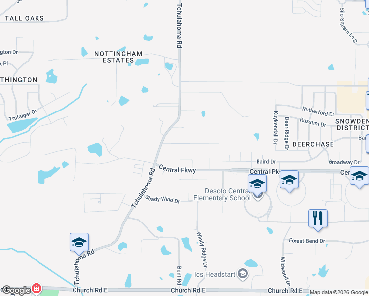 map of restaurants, bars, coffee shops, grocery stores, and more near 2038 King Road in Southaven