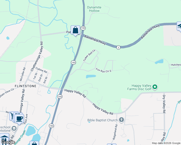 map of restaurants, bars, coffee shops, grocery stores, and more near 200 Cinderella Drive in Walker County