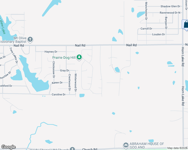 map of restaurants, bars, coffee shops, grocery stores, and more near 4941 Nail Road in Horn Lake