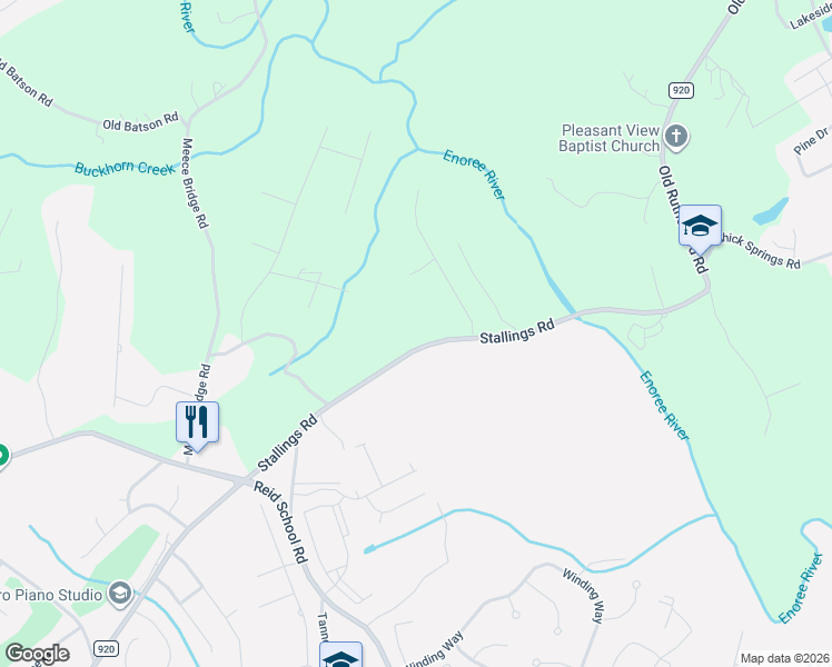 map of restaurants, bars, coffee shops, grocery stores, and more near 58 Stallings Road in Taylors