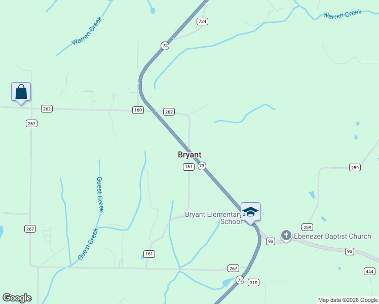 map of restaurants, bars, coffee shops, grocery stores, and more near 7101 Alabama 73 in Bryant