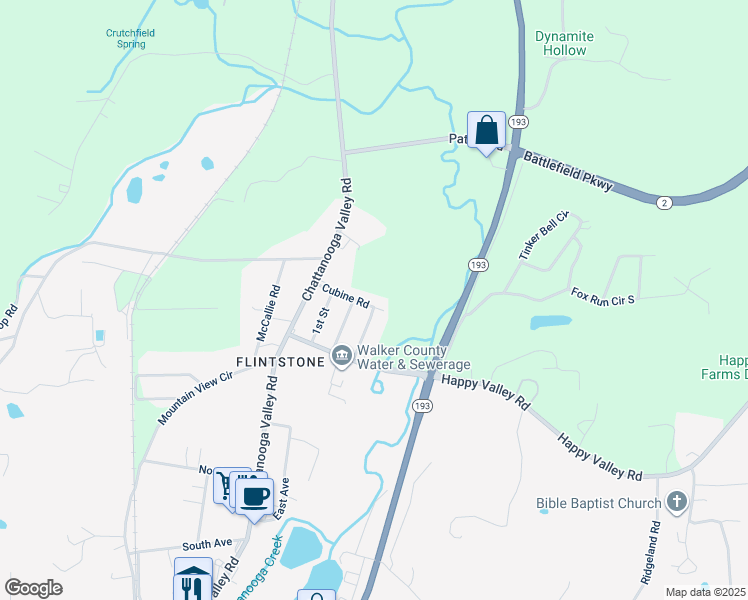 map of restaurants, bars, coffee shops, grocery stores, and more near 151 Cubine Road in Walker County