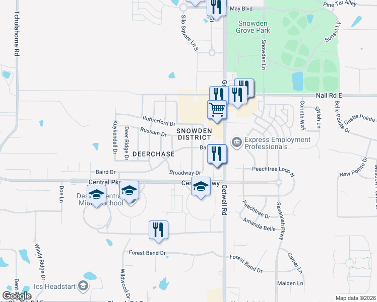 map of restaurants, bars, coffee shops, grocery stores, and more near 5727 Carter Drive in Southaven