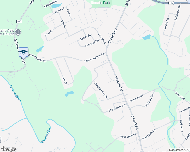 map of restaurants, bars, coffee shops, grocery stores, and more near 301 McConnell Road in Taylors