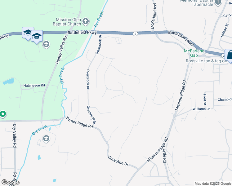 map of restaurants, bars, coffee shops, grocery stores, and more near 157 Merry Wood Dr in Rossville