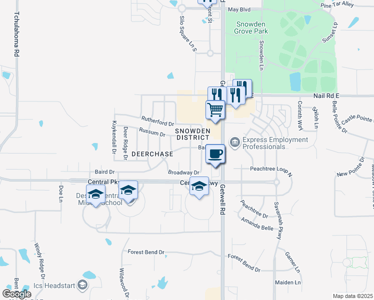 map of restaurants, bars, coffee shops, grocery stores, and more near 5727 Carter Drive in Southaven