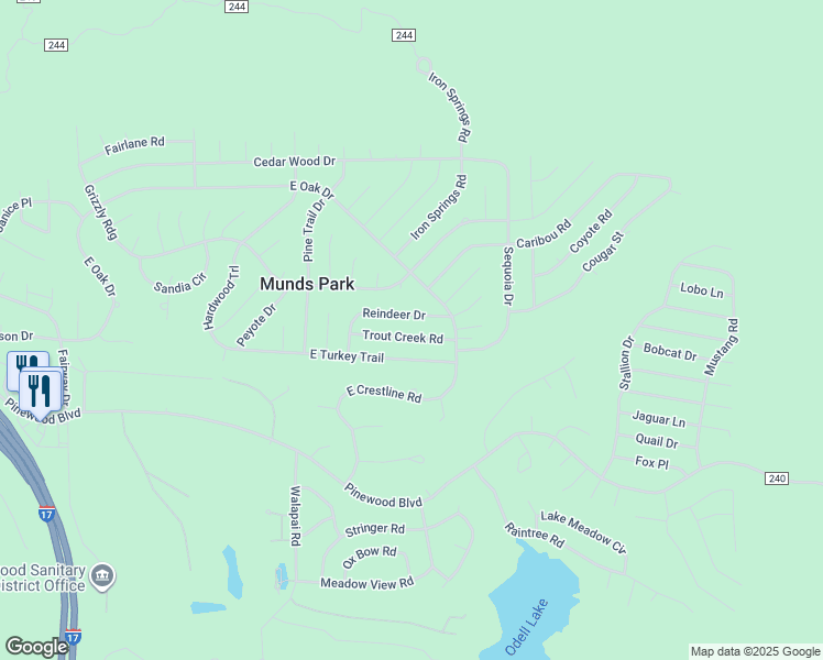 map of restaurants, bars, coffee shops, grocery stores, and more near 740 Trout Creek Road in Sedona