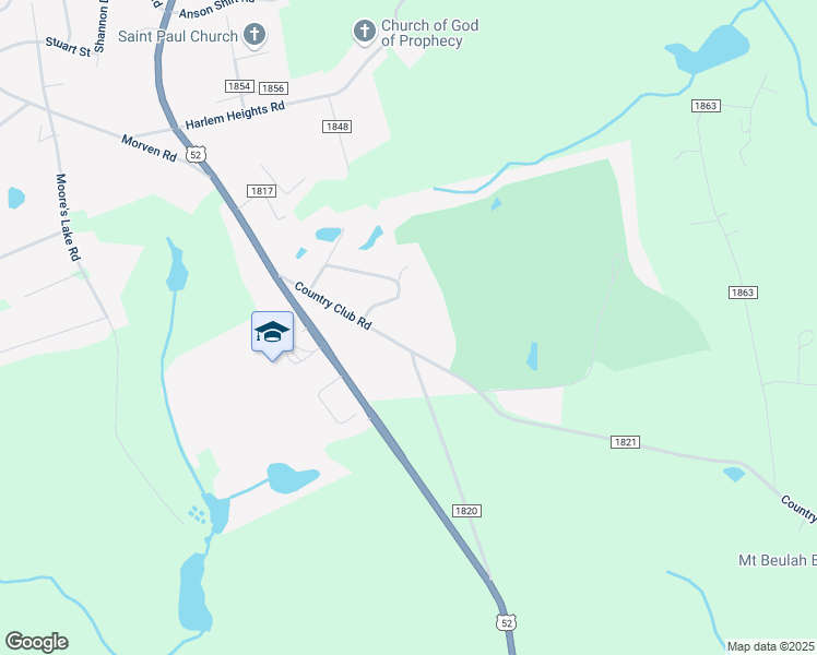 map of restaurants, bars, coffee shops, grocery stores, and more near 2051 Country Club Road in Wadesboro