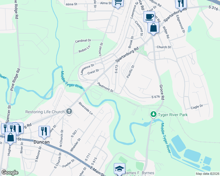 map of restaurants, bars, coffee shops, grocery stores, and more near 24 Meadow Street in Lyman