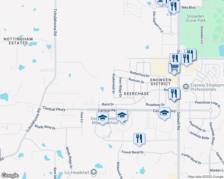 map of restaurants, bars, coffee shops, grocery stores, and more near 5719 Kuykendall Drive in Southaven
