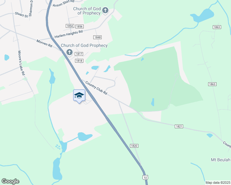 map of restaurants, bars, coffee shops, grocery stores, and more near 2051 Country Club Road in Wadesboro