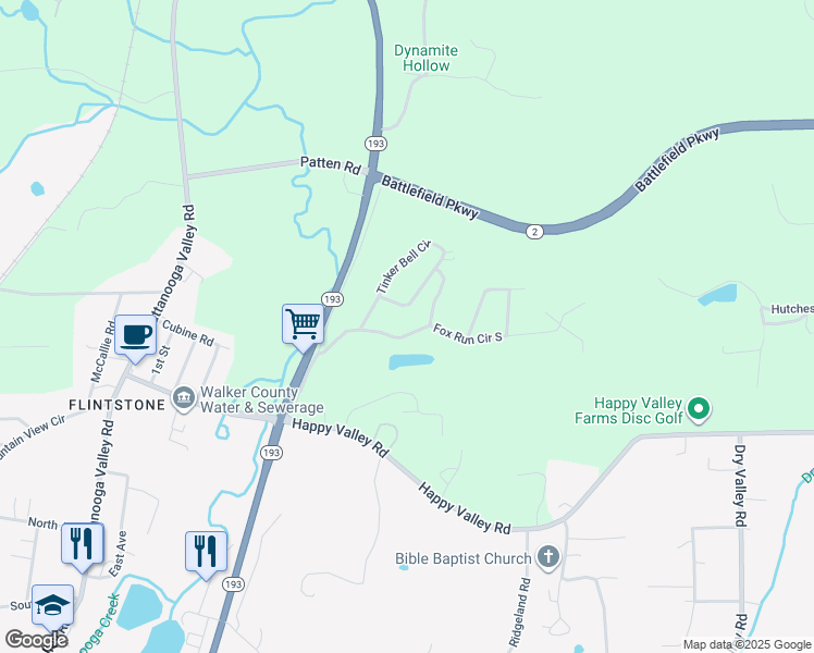 map of restaurants, bars, coffee shops, grocery stores, and more near 209 Cinderella Drive in Walker County