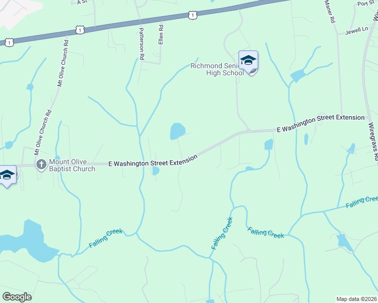 map of restaurants, bars, coffee shops, grocery stores, and more near 757 East Washington Street Extension in Rockingham