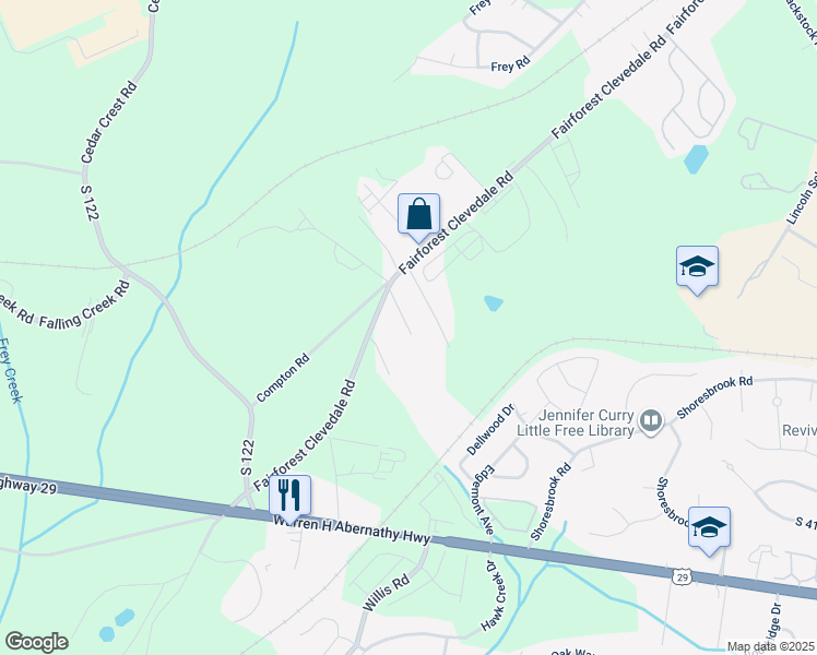 map of restaurants, bars, coffee shops, grocery stores, and more near 110 Gardenia Lane in Spartanburg