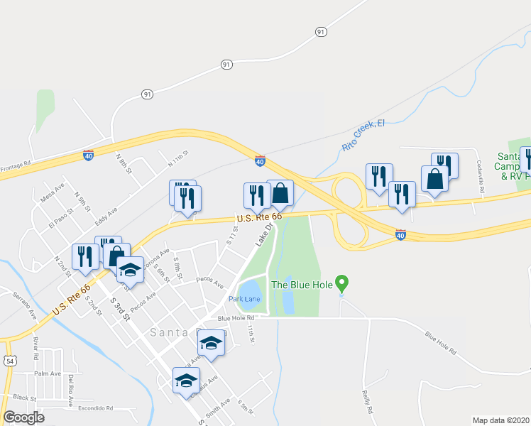 map of restaurants, bars, coffee shops, grocery stores, and more near 299 Lake Drive in Santa Rosa