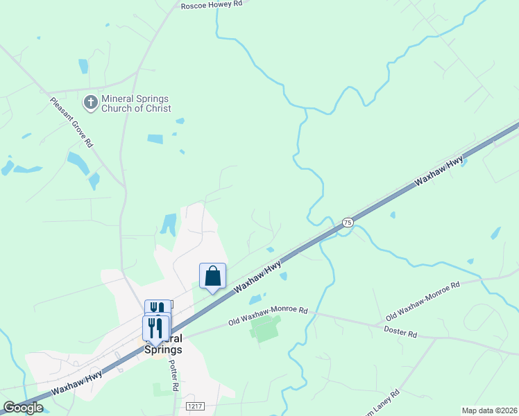 map of restaurants, bars, coffee shops, grocery stores, and more near 5502 Euanks Street in Waxhaw