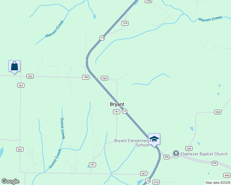 map of restaurants, bars, coffee shops, grocery stores, and more near in Bryant