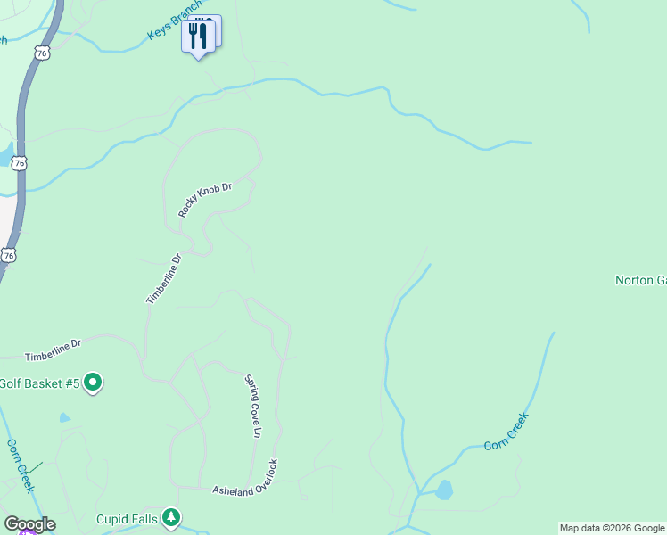 map of restaurants, bars, coffee shops, grocery stores, and more near 375 Sunburst Ridge Road in Young Harris