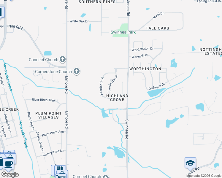 map of restaurants, bars, coffee shops, grocery stores, and more near 5825 Landau Drive in Southaven