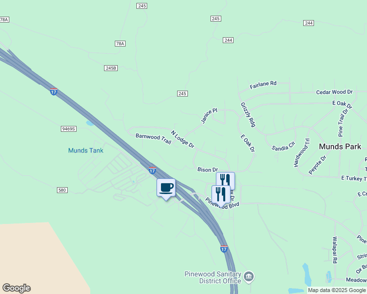 map of restaurants, bars, coffee shops, grocery stores, and more near 245 North Lodge Drive in Sedona
