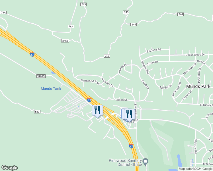 map of restaurants, bars, coffee shops, grocery stores, and more near 245 North Lodge Drive in Sedona