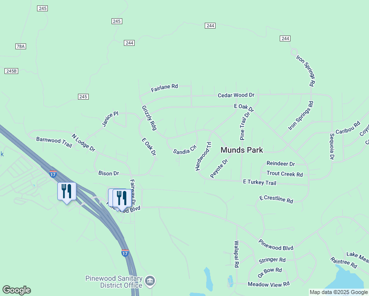 map of restaurants, bars, coffee shops, grocery stores, and more near 230 Sandia Circle in Flagstaff